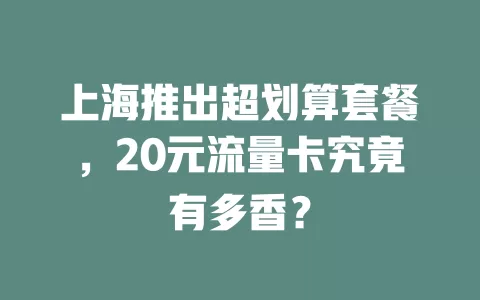 上海推出超划算套餐，20元流量卡究竟有多香？