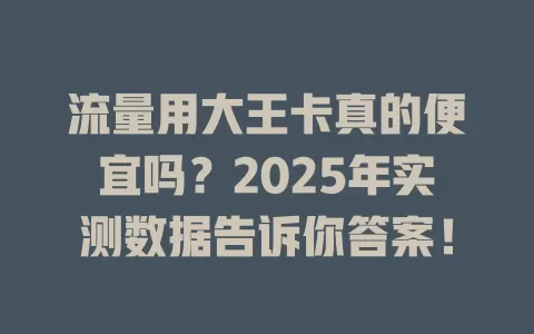 流量用大王卡真的便宜吗？2025年实测数据告诉你答案！