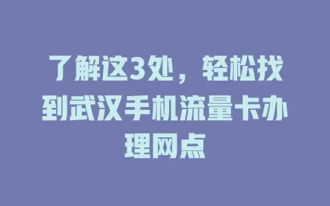 了解这3处，轻松找到武汉手机流量卡办理网点