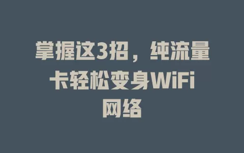 掌握这3招，纯流量卡轻松变身WiFi网络
