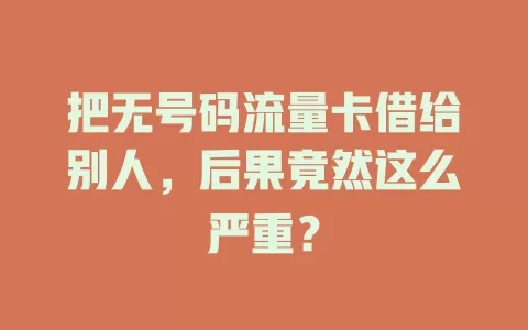 把无号码流量卡借给别人，后果竟然这么严重？