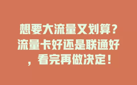 想要大流量又划算？流量卡好还是联通好，看完再做决定！
