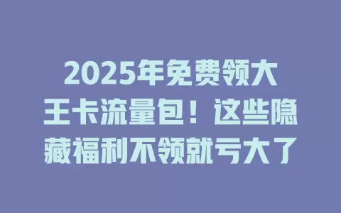 2025年免费领大王卡流量包！这些隐藏福利不领就亏大了