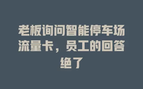 老板询问智能停车场流量卡，员工的回答绝了