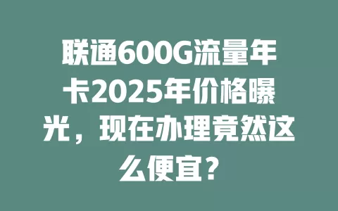 联通600G流量年卡2025年价格曝光，现在办理竟然这么便宜？