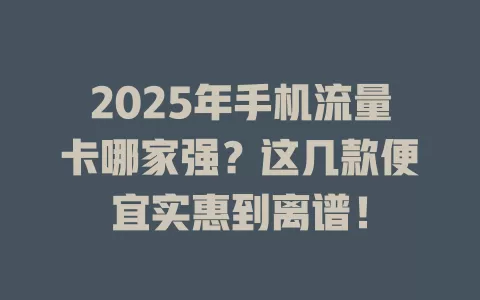 2025年手机流量卡哪家强？这几款便宜实惠到离谱！