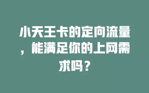 小天王卡的定向流量，能满足你的上网需求吗？