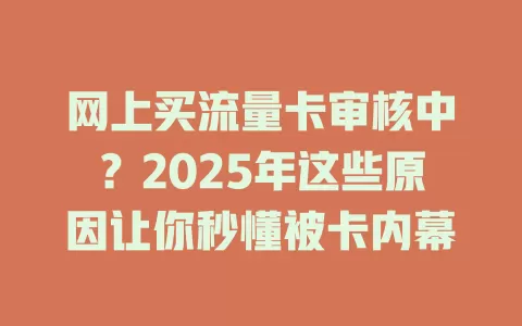 网上买流量卡审核中？2025年这些原因让你秒懂被卡内幕
