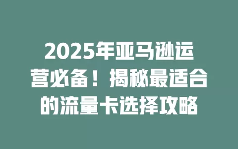 2025年亚马逊运营必备！揭秘最适合的流量卡选择攻略