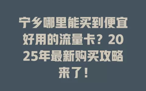 宁乡哪里能买到便宜好用的流量卡？2025年最新购买攻略来了！