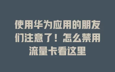 使用华为应用的朋友们注意了！怎么禁用流量卡看这里