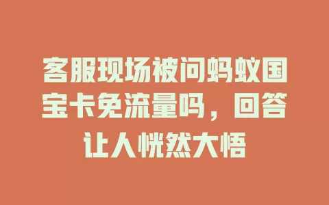 客服现场被问蚂蚁国宝卡免流量吗，回答让人恍然大悟