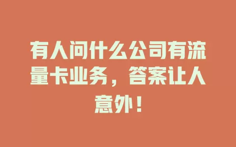 有人问什么公司有流量卡业务，答案让人意外！