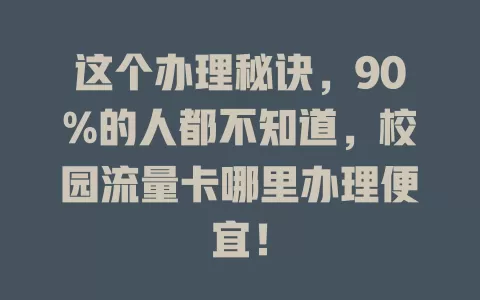 这个办理秘诀，90%的人都不知道，校园流量卡哪里办理便宜！