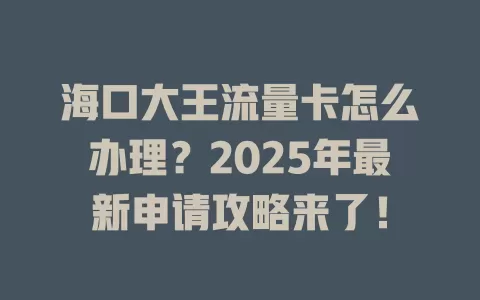 海口大王流量卡怎么办理？2025年最新申请攻略来了！