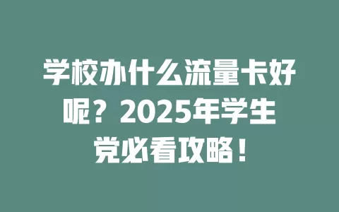 学校办什么流量卡好呢？2025年学生党必看攻略！