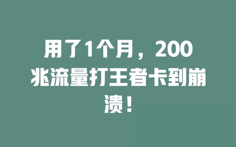 用了1个月，200兆流量打王者卡到崩溃！