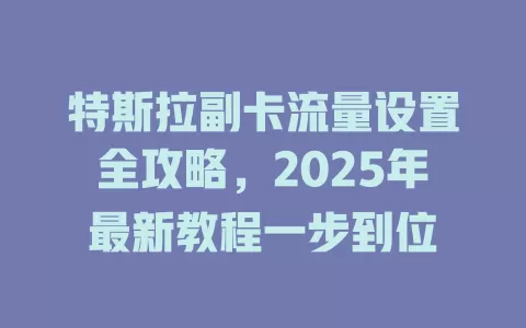 特斯拉副卡流量设置全攻略，2025年最新教程一步到位