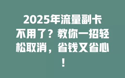 2025年流量副卡不用了？教你一招轻松取消，省钱又省心！