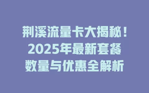 荆溪流量卡大揭秘！2025年最新套餐数量与优惠全解析
