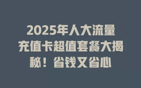 2025年人大流量充值卡超值套餐大揭秘！省钱又省心