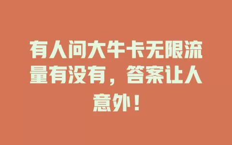 有人问大牛卡无限流量有没有，答案让人意外！