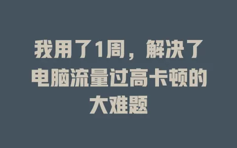 我用了1周，解决了电脑流量过高卡顿的大难题