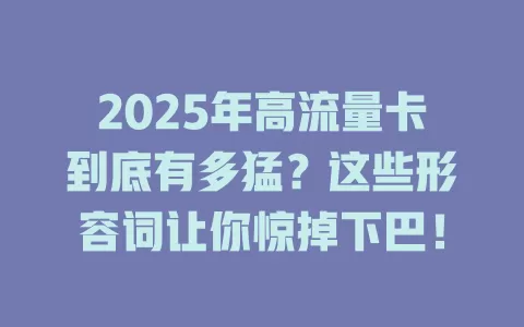 2025年高流量卡到底有多猛？这些形容词让你惊掉下巴！