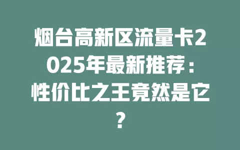 烟台高新区流量卡2025年最新推荐：性价比之王竟然是它？