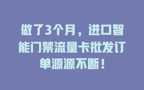 做了3个月，进口智能门禁流量卡批发订单源源不断！