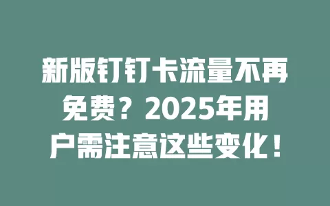 新版钉钉卡流量不再免费？2025年用户需注意这些变化！