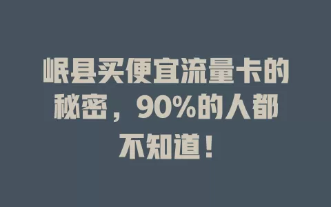 岷县买便宜流量卡的秘密，90%的人都不知道！