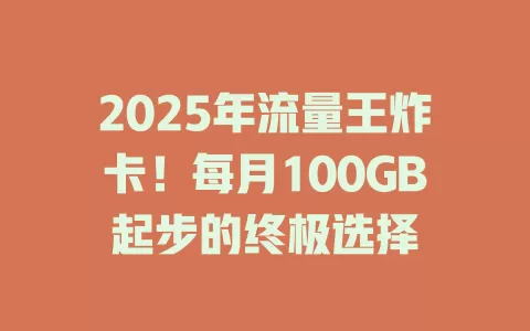 2025年流量王炸卡！每月100GB起步的终极选择