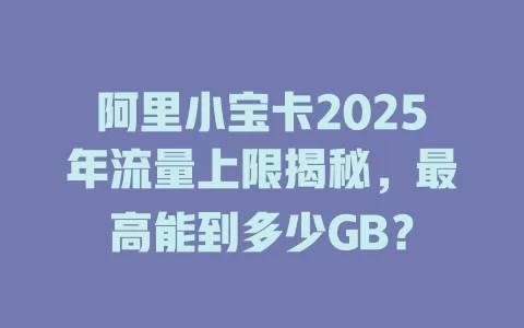 阿里小宝卡2025年流量上限揭秘，最高能到多少GB？