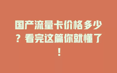 国产流量卡价格多少？看完这篇你就懂了！