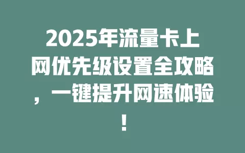 2025年流量卡上网优先级设置全攻略，一键提升网速体验！