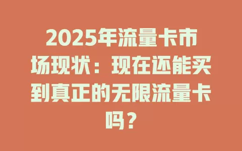 2025年流量卡市场现状：现在还能买到真正的无限流量卡吗？
