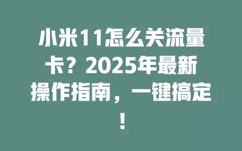 小米11怎么关流量卡？2025年最新操作指南，一键搞定！