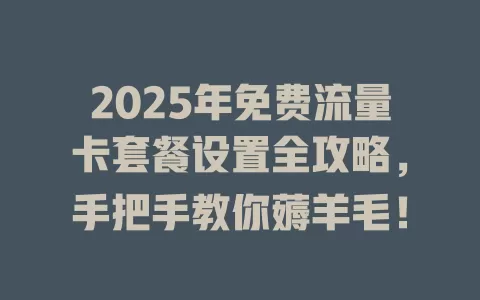 2025年免费流量卡套餐设置全攻略，手把手教你薅羊毛！