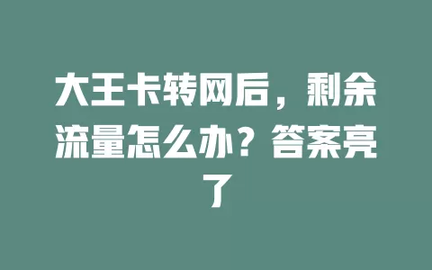 大王卡转网后，剩余流量怎么办？答案亮了