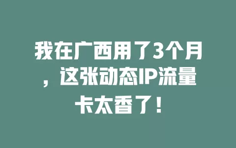 我在广西用了3个月，这张动态IP流量卡太香了！