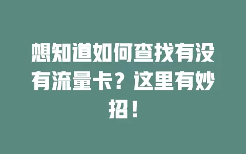 想知道如何查找有没有流量卡？这里有妙招！