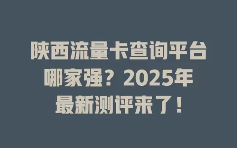陕西流量卡查询平台哪家强？2025年最新测评来了！
