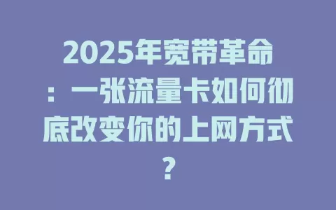 2025年宽带革命：一张流量卡如何彻底改变你的上网方式？