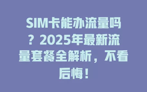 SIM卡能办流量吗？2025年最新流量套餐全解析，不看后悔！