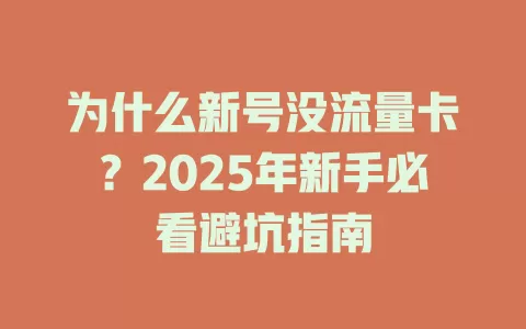 为什么新号没流量卡？2025年新手必看避坑指南