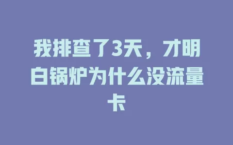 我排查了3天，才明白锅炉为什么没流量卡