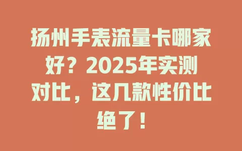 扬州手表流量卡哪家好？2025年实测对比，这几款性价比绝了！