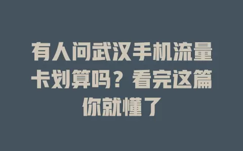 有人问武汉手机流量卡划算吗？看完这篇你就懂了