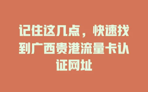 记住这几点，快速找到广西贵港流量卡认证网址